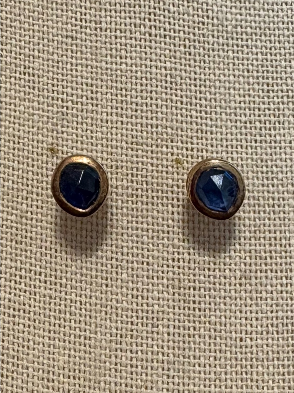 Monica Vinader stud earrings tiny gold tone over silver blue kyanite studs
